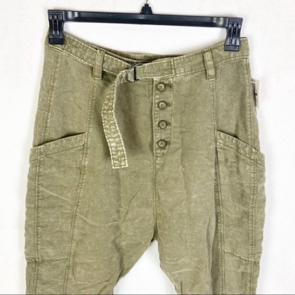 NWT Free People Desert Daze Harem Cargo Pants High Rise Relaxed Army Green - Picture 8 of 12